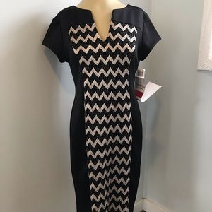 Connected Apparel chevron panel bodycon dress